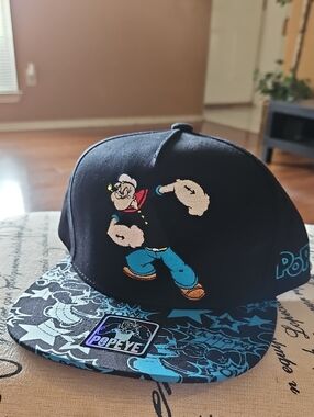 Popeye  Black & Blue Embroidered Snapback Hat